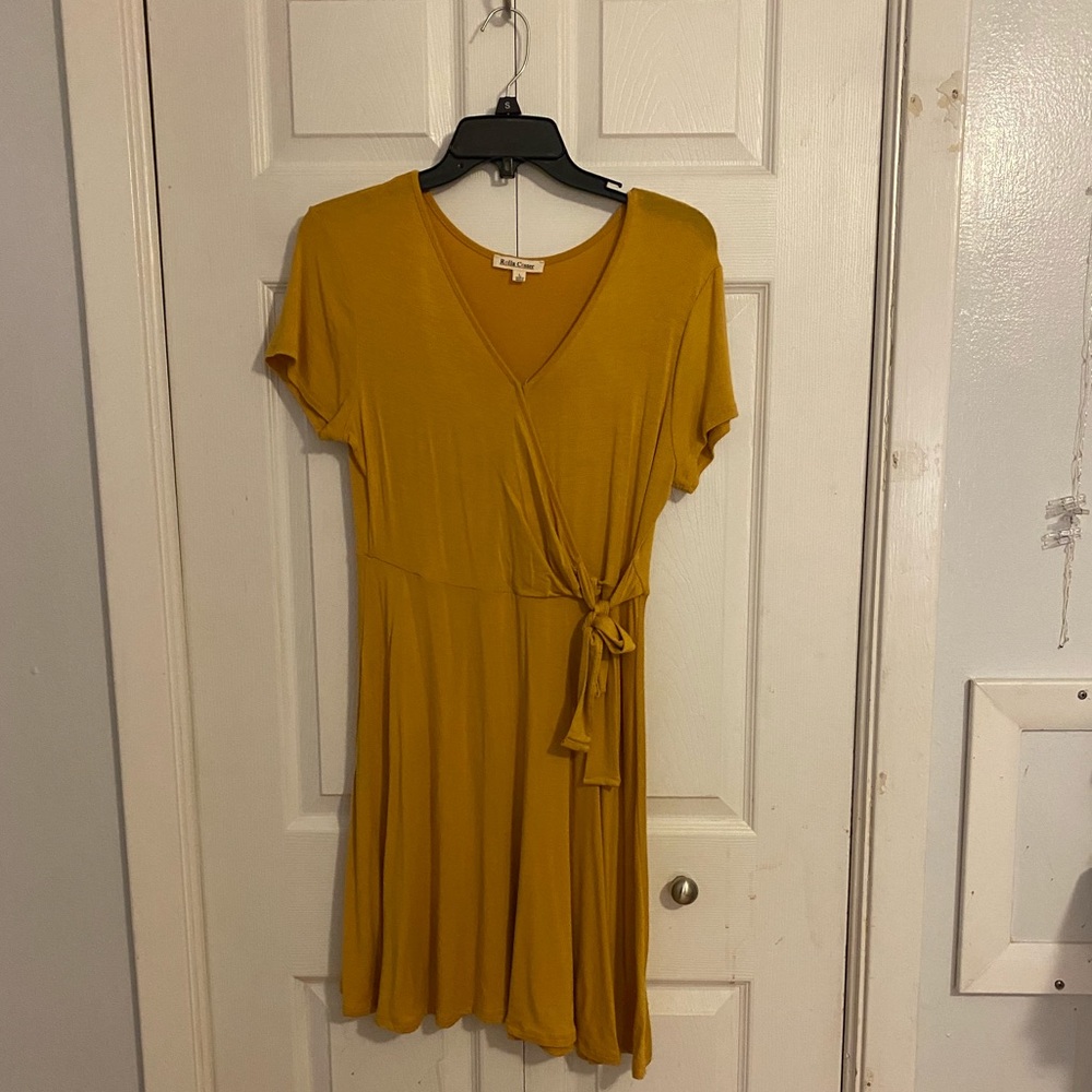 Yellow wrap dress